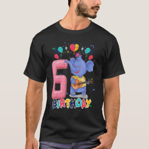 Kinder Elephant Birthday party 6-jarige jongen 6th T-shirt