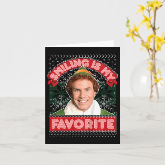 Kinder Elf Buddy glimlachen is mijn favoriete kers Kaart (Gele Bloem)