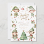 Kinder Elf Elfen Kerstfeest Kaart (Voorkant)