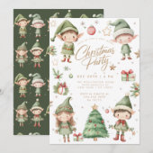 Kinder Elf Elfen Kerstfeest Kaart (Voorkant / Achterkant)