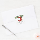 Kinder Elf Initiaal J Christmas Vierkante Sticker (Envelop)