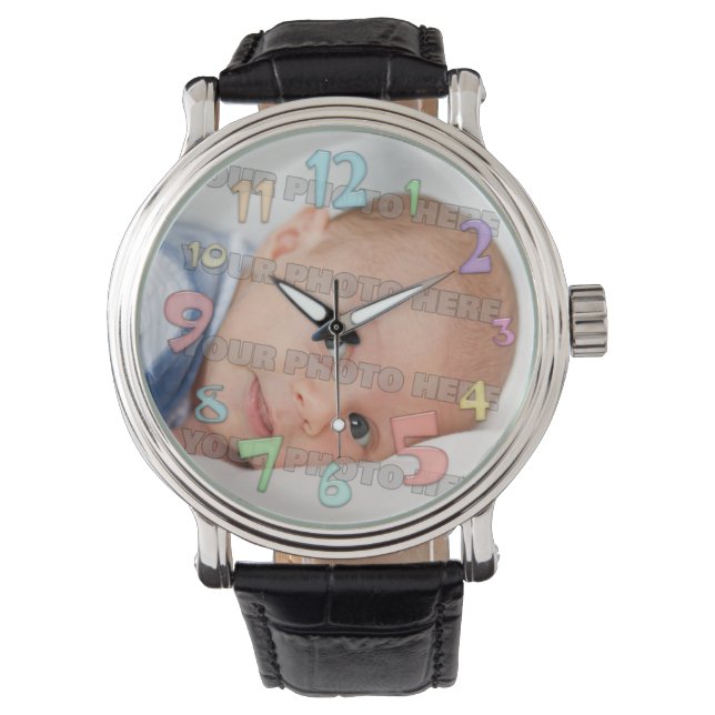 Kinder en Baby Afbeelding Custom Horloge (Voorkant)