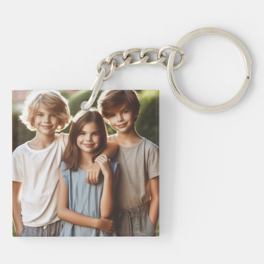 Kinder en familie foto Sleutelhanger (Achterkant)
