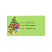Kinder en kerstboom  adreslabel etiket (Voorkant)