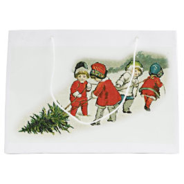  Kinder en kerstboom Large Cadeautasje