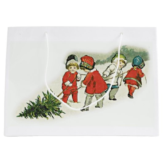  Kinder en kerstboom Large Cadeautasje (Voorkant)