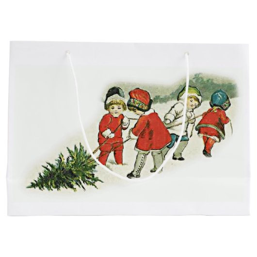  Kinder en kerstboom Large Cadeautasje (Achterkant)