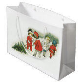  Kinder en kerstboom Large Cadeautasje (Achterkant Gekanteld)