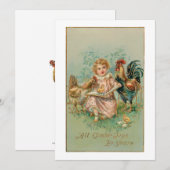   kinder- en paashennen feestdagenkaart (Voorkant / Achterkant)