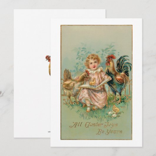   kinder- en paashennen feestdagenkaart (Voorkant / Achterkant)