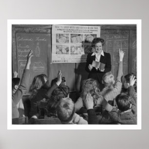 Kinder en Rationenboekweek WWII - Vintage Poster