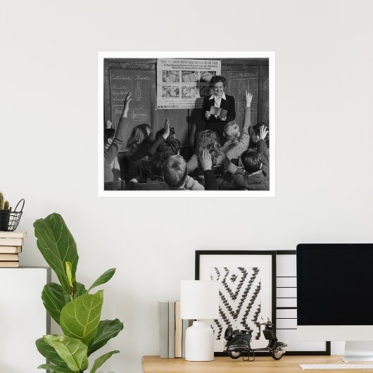 Kinder en Rationenboekweek WWII - Vintage Poster (Thuiskantoor)