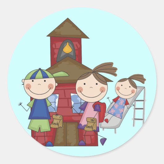 Kinder en Schoolhouse T-shirts en cadeautjes Ronde Sticker (Voorkant)