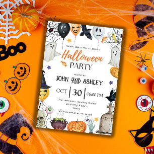 Kinder en volwassen Halloweenfeest Kaart
