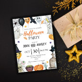 Kinder en volwassen Halloweenfeest Kaart