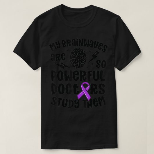 Kinder Epilepsy Bewustmaking Krachtige Brainwaves T-shirt (Design voorkant)