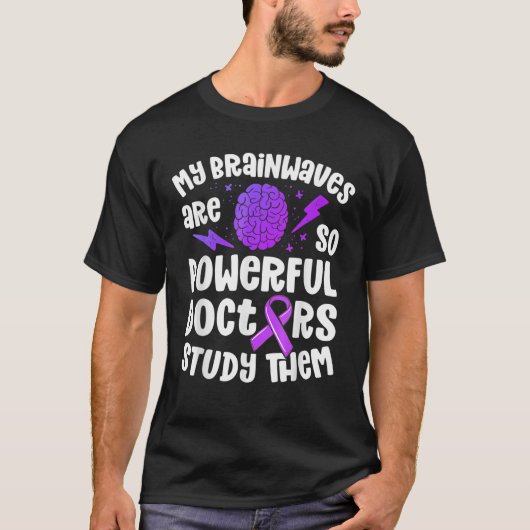 Kinder Epilepsy Bewustmaking Krachtige Brainwaves  T-shirt (Voorkant)