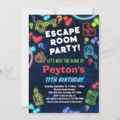 Kinder Escape Room Verjaardagsfeestuitnodiging Kaart (Voorkant)