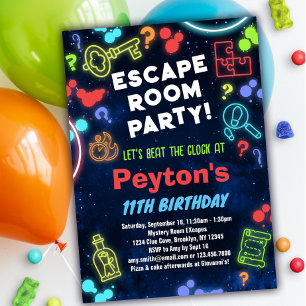 Kinder Escape Room Verjaardagsfeestuitnodiging Kaart