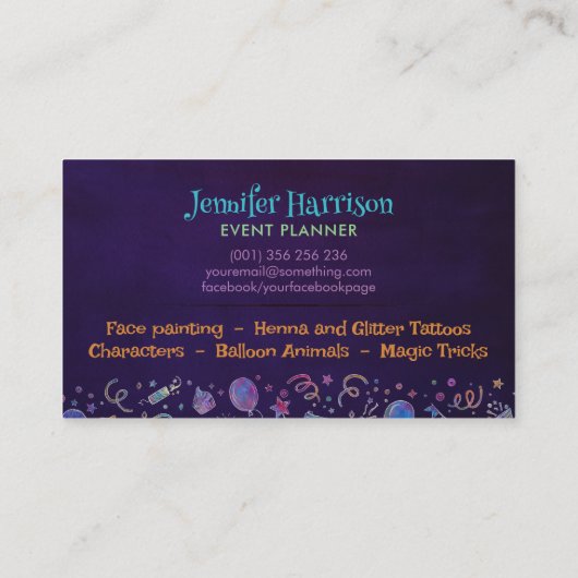 Kinder Evenementenplanner - Schets en Waterverf Visitekaartje (Achterkant)