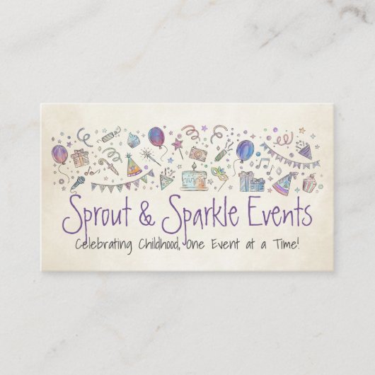 Kinder Evenementenplanner - Schets en Waterverf Visitekaartje (Voorkant)