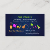 Kinder Event Planner - Kleurrijke grillige Cartoon Visitekaartje (Achterkant)