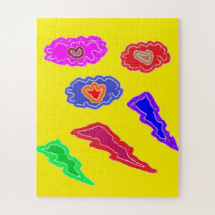 Kinder extra luide feestkleuren geel roze blauw ku legpuzzel