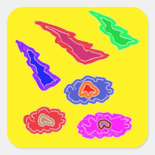 Kinder extra luide feestkleuren geel roze blauw ku vierkante sticker (Voorkant)