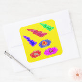 Kinder extra luide feestkleuren geel roze blauw ku vierkante sticker (Envelop)