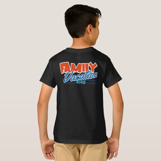 Kinder Familie Cruise Zwart Personaliseer T-Shirt (Achterkant volledig)