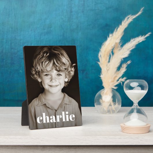 Kinder familiefoto aangepaste naam tekst fotoplaat (Zijkant)