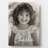 Kinder familiefoto modern script naam tekst fotoplaat (voorkant)
