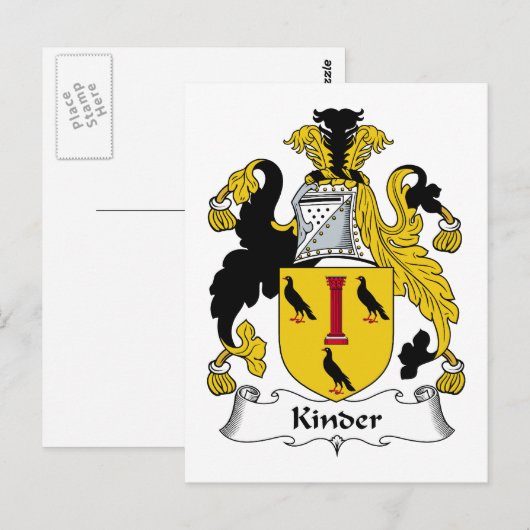 Kinder Family Crest Briefkaart (Voorkant / Achterkant)