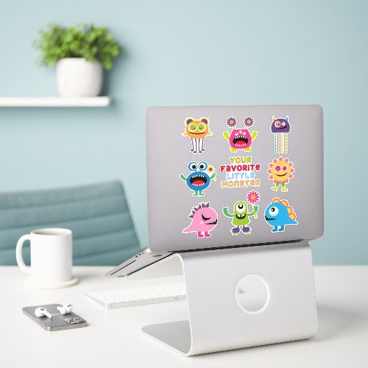 Kinder favoriete kleine monsterset sticker (Laptop op bureau)