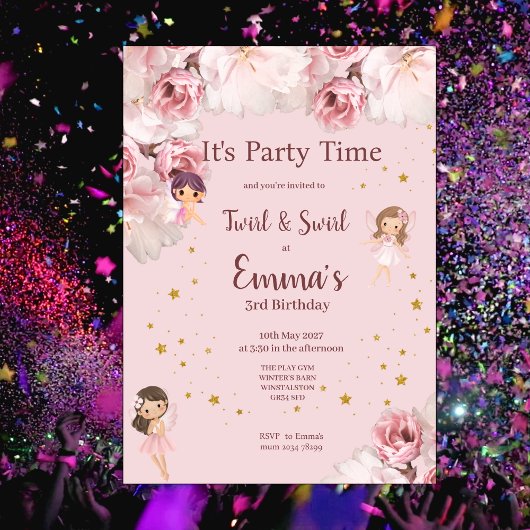 Kinder feeënuitnodiging met thema kaart