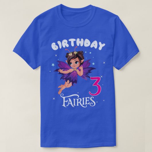 Kinder feestdag 3 jaar oud Fairy Birthd T-shirt (Design voorkant)