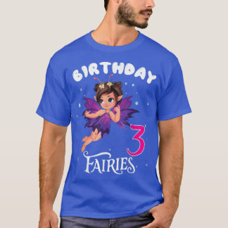 Kinder feestdag 3 jaar oud Fairy Birthd T-shirt
