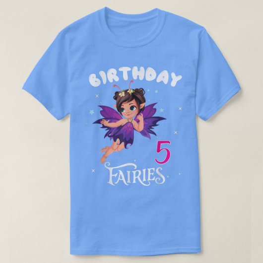 Kinder feestdag 5 jaar oud Fairy Birthd T-shirt (Design voorkant)