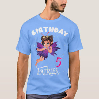 Kinder feestdag 5 jaar oud Fairy Birthd T-shirt