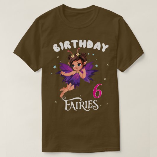 Kinder feestdag 6 jaar oud Fairy Birthd T-shirt (Design voorkant)