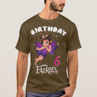 Kinder feestdag 6 jaar oud Fairy Birthd T-shirt