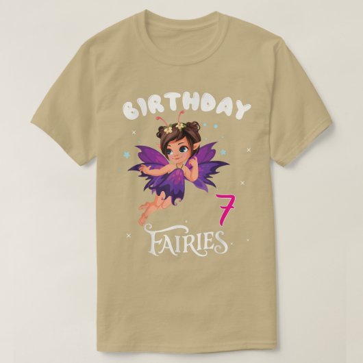 Kinder feestdag 7 jaar oud Fairy Birthd T-shirt (Design voorkant)