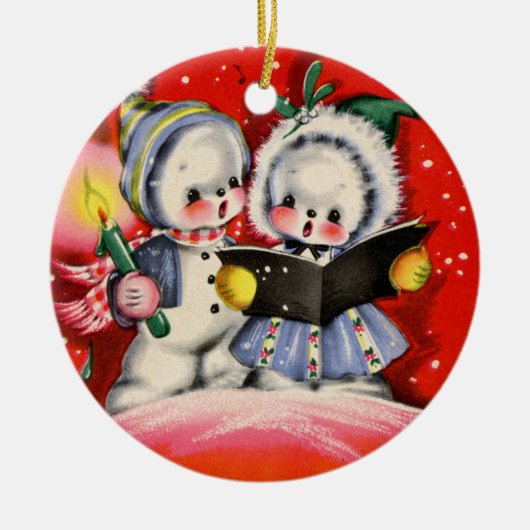 kinder feestdag met kerstavond keramisch ornament (Voorkant)