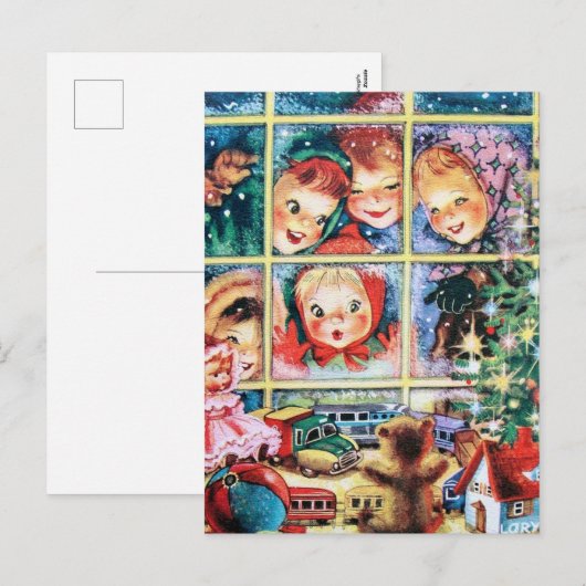 kinder feestdag met oud kerstfeest feestdagenkaart (Voorkant / Achterkant)