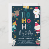 Kinder feestelijke 'Ho Ho Ho Het is mijn verjaarda Kaart (Voorkant)