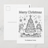 Kinder feestelijke kleuren Afbeelding boom vrolijk Briefkaart (Voorkant / Achterkant)