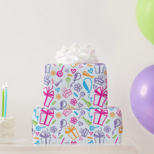 Kinder feestelijke tekening voor verjaardagen cadeaupapier
