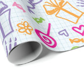 Kinder feestelijke tekening voor verjaardagen cadeaupapier (Rol Hoek)