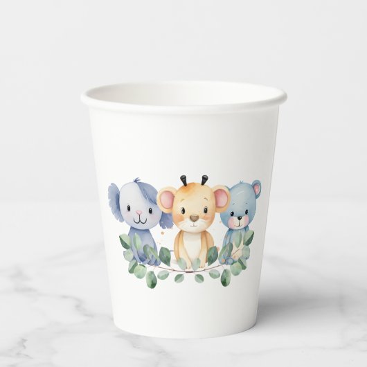 Kinder feesten babydieren papieren bekers (Achterkant)