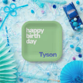 kinder feestpapier bord Happy Birthday groen (Feest)